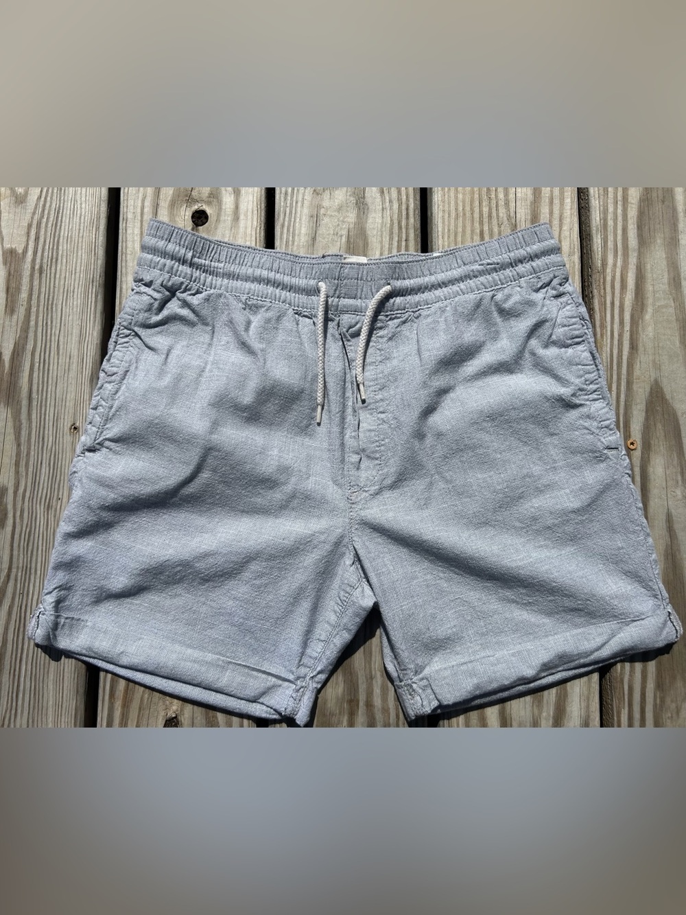 H&M LOGG Men Small Blue Drawstring Pull On Pocket Flat Front  Shorts